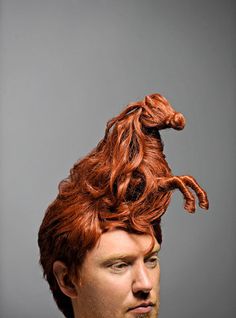 Brock Davis' redheaded stallion hairpiece for Esquire's Grooming Spectacular: The Ramifications of a bold new haircut, October 2011  http://www.flickr.com/photos/laserbread/6214720006/ Hair Sculpture, Esquire Magazine, Wild Hair, New Haircuts, Bad Hair Day, Horse Hair, Bad Hair