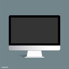 a flat screen computer monitor sitting on top of a white stand with a gray background