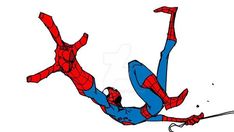 a drawing of a spider man flying through the air with his hands in the air