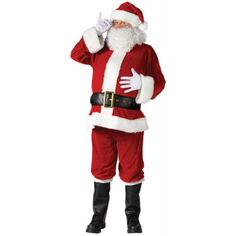 a man dressed as santa clause giving the thumbs up sign while standing in front of a white background