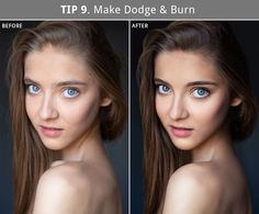 a woman's face before and after her make - up is shown in this image