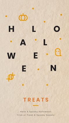 a halloween card with the words hallowen treats on it