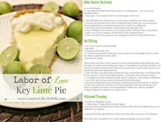 a recipe for key lime pie on a plate