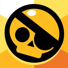 a yellow and black sign with a skull in it's center on an orange and yellow background