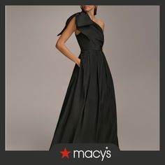 in stock Mother Of The Bride Dresses Black Tie, Black Mother Of The Bride Dress, Tie Women Outfit, Black Tie Gala Dress, Bow Gown, Donna Karan Dress, One Shoulder Dress Long, Black Tie Attire