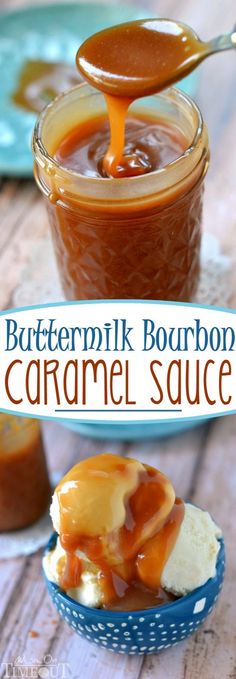 buttermilk bourbon caramel sauce in a glass jar