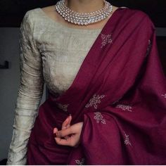 Full Sleeves Blouse Designs, Saree Accessories, Saree Wearing, Saree Wearing Styles, Floral Frocks, Full Sleeve Blouse, New Saree Blouse Designs