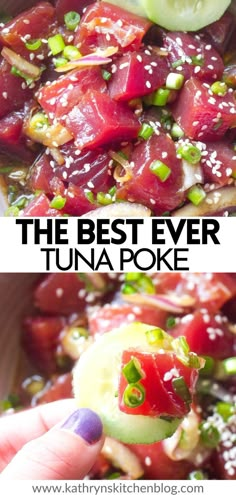 the best ever tuna poke recipe with cucumber and sesame seeds