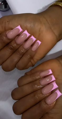 Pink Tip Nails, Pink French Nails, Pink French Tip, Simple Acrylic Nails, Pink French