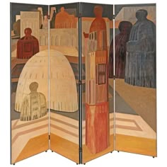 a room divider with an artistic painting on it