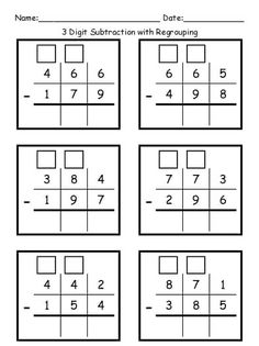 three digit subtraction with regroup worksheet