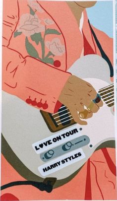 an image of a person playing a guitar with the words live on tour harry styles