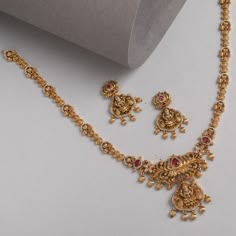 Buy Mrinali Antique Long Necklace Set | Tarinika Fancy Jewellery Necklace Gold, Luxury Long Gold Sets, Gold Necklace With Earrings Set, Antique Gold Long Necklace Designs, Layer Gold Necklace Indian, Gold Jewelry Fashion Necklace Indian, Necklace Models Gold, Cz Necklace Indian Gold, Gold Necklace Set Long