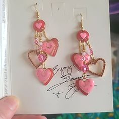 These Are A Beautiful Pair Of " Three Heart Dangle Pink" I Have Worn This Pair Of My Collection 4 Times . Stunning New Condition. My Camera Does Not Show The Beautiful Glitter From The Swarovski Crystals. I Am Liquiditatung Some Of My Collection The Ritz, My Collection, Swarovski Crystals, Jewelry Earrings, Glitter, Women Jewelry, Crystals, Pink, Women Shopping