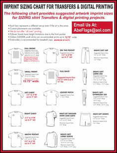 an advertisement for t - shirts and shorts with information about the different types of them