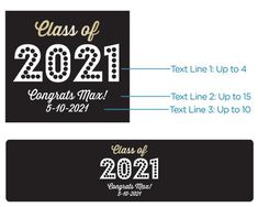 two graduation banners with the class of 2021 on them and text that reads class of 202