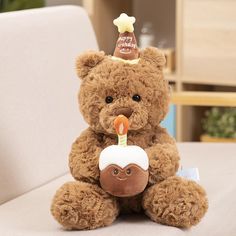 Happy Birthday Teddy Bear Plush Toy toy triver Happy Birthday Teddy Bear, Teddy Bear Toys, Bunny And Bear, Teddy Bear Plush, Birthday Hat, Presents For Friends, Cute Teddy Bears, Bear Plush, Bear Toy