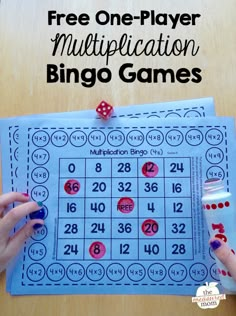 the free one - player multiplication bingo game for kids