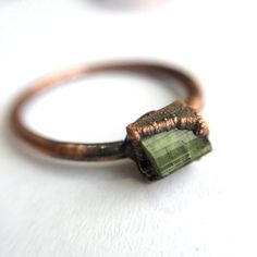 Raw tourmaline ring Green tourmaline crystal ring | Etsy Raw Tourmaline Jewelry, Raw Tourmaline Ring, Gemstone Rings Unique, Green Tourmaline Crystal, Raw Tourmaline, Green Tourmaline Ring, Raw Gemstone Ring, Raw Stone Ring, Electroformed Jewelry