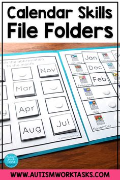 the calendar skills file folders for kids to use