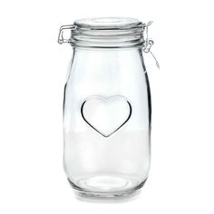 a glass jar with a heart on the lid