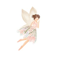 a watercolor painting of a fairy with flowers on her wings