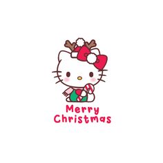 a hello kitty christmas card with the words merry christmas