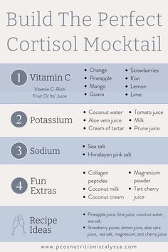 If you struggle with high stress levels, a cortisol mocktail may help lower your cortisol levels. Lower stress levels lead to better hormone health, easier weight loss and weight maintenance, and better overall health. Build your own adrenal cocktail based on your own taste preferences, or click the link to grab my favorite cortisol mocktail recipe: pineapple margarita! Healthy Cortisol Levels, Improve Cortisol Levels, Homemade Cortisol Drink, Natural Cortisol Drink, Food That Lowers Cortisol, Cortisol Regulation Routine, Lower Tsh Levels Naturally, Diy Adrenal Cocktail, Natural Cortisol Cocktail