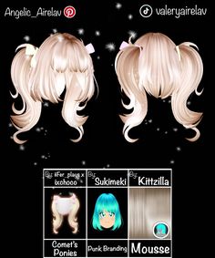 two different styles of wigs for girls with long hair and bangs, one is light blonde