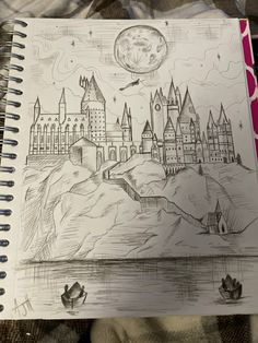 a drawing of hogwart's castle in progress