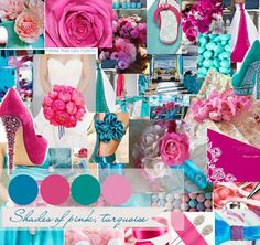 a collage of pink and blue colors