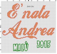 an orange and green cross stitch pattern with the word's name in spanish on it