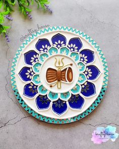 a decorative plate with an image of a coffee cup on it