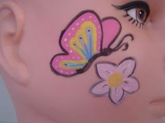 butterfly and flower face paint Face Painting Easter, Easter Face Paint, Butterfly Face Paint, Girl Face Painting, Butterfly Face