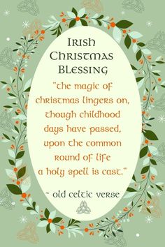 an irish christmas blessing with holly wreath