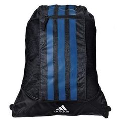 100% Polyester Pockets: 3 Exterior 1 Zipper Drawstring Adidas Bags, Tricot Fabric, Packing Light, Black Adidas, Gym Outfit, Adidas Women, Drawstring Backpack, New Items, Front Zipper