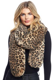 Style Details Double-sided fur scarf Rounded ends 5" W x 86" L Care Machine Wash Cold Line Dry No Heat No Bleach No Iron Materials Faux Fur: 100% Polyester Pile, 100% Polyester Back Origin Imported Faux Fur Wrap, Casual Luxe, Faux Fur Scarves, Fabulous Furs, Animal Print Fashion, Capes For Women, Fur Scarf, Warm Scarf, Faux Fur Jacket