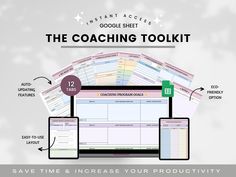 Coaching Session Spreadsheets, Google Sheet Coaching Toolkit, Coaching Worksheets Spreadsheet, Client Session Tracker,Life Coach Spreadsheet Google Sheet Template, Coaching Worksheets, Habit Building, Coaching Session, Goal Tracking, Client Management, Effective Time Management, Sheet Template, Health And Wellness Coach