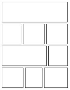 a blank sheet with four squares in the middle and three smaller squares on each side