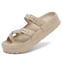 PRICES MAY VARY. 【Fashion Platform Design】Women's flat sandals have adjustable double buckle that can be freely adjusted to fit according to your foot wide, fashionable and minimalist. Easy to pair with various tops. 【Great Arch support 】Women slides shoes have soft and comfortable insoles, with curved insoles that fit the feet and disperse foot pressure, providing more even contact.Walking around all day also comfortable. 【Anti slip & Lightweight】 Platform sandals women sole of the foam slide u Sole Water, Platform Design, Women Platform Sandals, Support Women, Sandals Beach, Women Slides, Water Sandals, Clog Sandals, Summer Flats