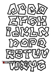 the letters are drawn in black and white