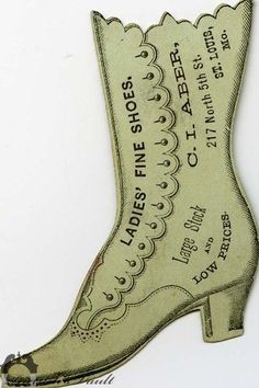 an old shoe shaped brochure with the words ladies'shoes printed on it