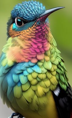 a colorful bird sitting on top of a tree branch