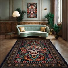 a living room filled with furniture and a rug