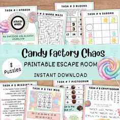 candy factory chaos printable escape room instant