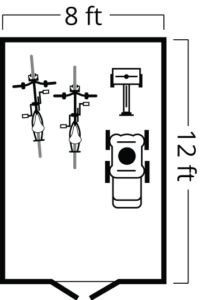 an overhead view of the floor plan for a bathroom