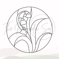 a black and white drawing of flowers in a circle