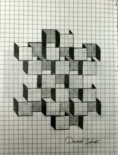 a drawing of squares and rectangles in graphite on paper, with the words