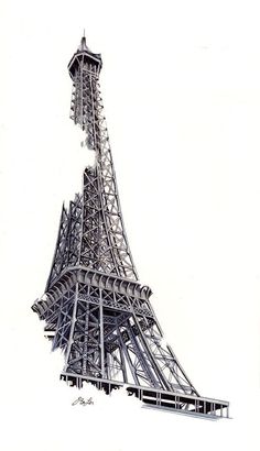 a drawing of the eiffel tower in paris, france by artist and photographer michael st