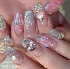 Sharp Nails, Pretty Gel Nails, Really Cute Nails, Soft Nails, Star Nails, Dream Nails, Funky Nails, Cute Acrylic Nails, Nail Manicure